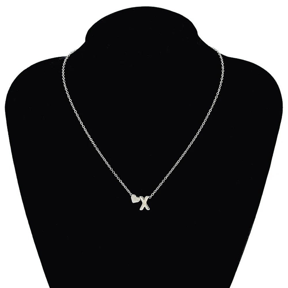 Fashion Tiny Heart Dainty Initial Necklace Gold Silver Color Letter Name Choker Necklace For Women Pendant Jewelry Gift Fashion Tiny Heart Dainty Initial Necklace Gold Silver Color Letter Name Choker Necklace For Women Pendant Jewelry Gift