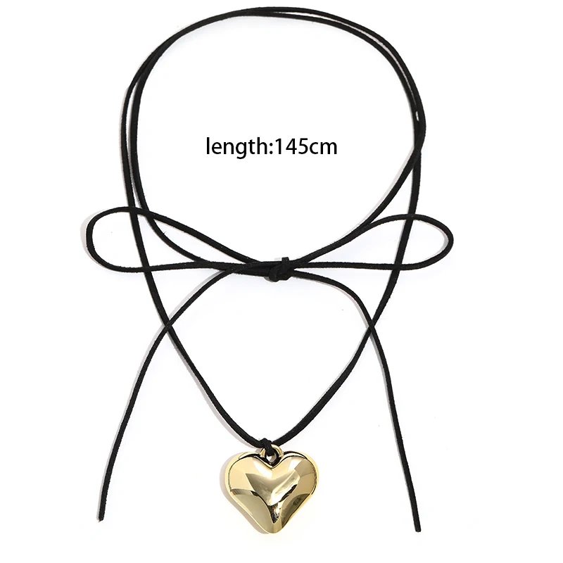 Diy Jewelry Goth Black Velvet Big Heart Pendant Choker Necklace for Women Elegant Weave Knotted Bowknot Adjustable Chain Diy Jewelry Goth Black Velvet Big Heart Pendant Choker Necklace for Women Elegant Weave Knotted Bowknot Adjustable Chain