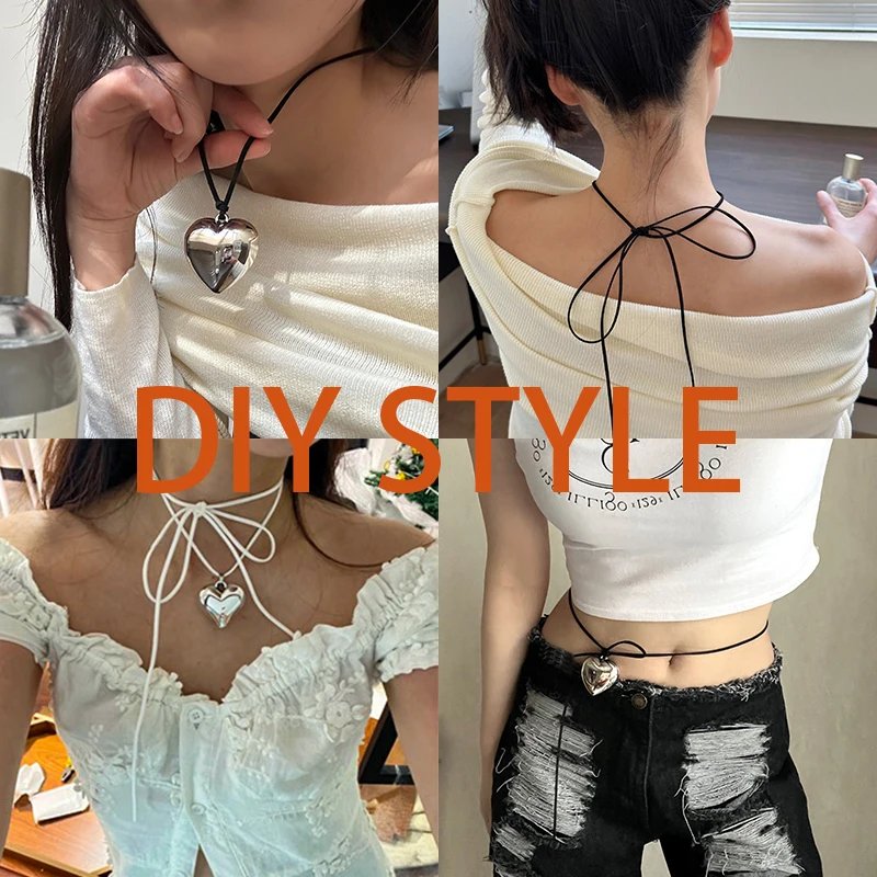 Diy Jewelry Goth Black Velvet Big Heart Pendant Choker Necklace for Women Elegant Weave Knotted Bowknot Adjustable Chain Diy Jewelry Goth Black Velvet Big Heart Pendant Choker Necklace for Women Elegant Weave Knotted Bowknot Adjustable Chain