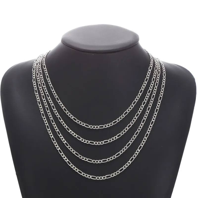 Fashion New Figaro Chain Necklace For Men Punk Silver Color Stainless Steel Long Necklace Men Hip Hop Jewelry Gift Fashion New Figaro Chain Necklace For Men Punk Silver Color Stainless Steel Long Necklace Men Hip Hop Jewelry Gift