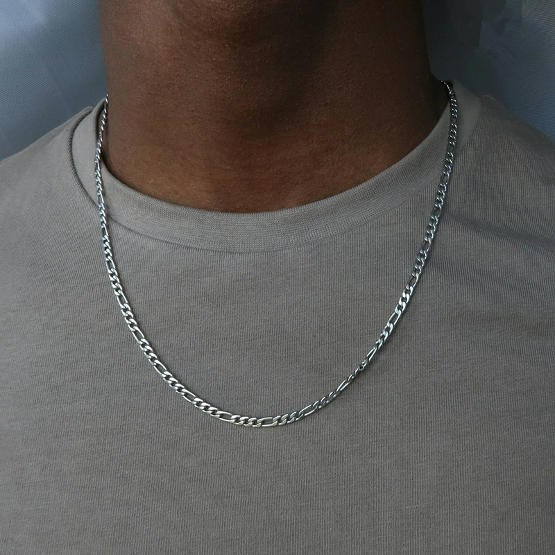 Fashion New Figaro Chain Necklace For Men Punk Silver Color Stainless Steel Long Necklace Men Hip Hop Jewelry Gift Fashion New Figaro Chain Necklace For Men Punk Silver Color Stainless Steel Long Necklace Men Hip Hop Jewelry Gift
