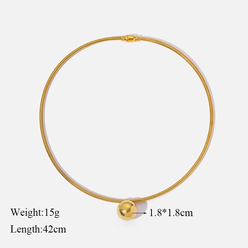 316L Stainless Steel Gold Color Hollow Ball Beads Pendant Necklace For Women Non-fading Choker Jewelry Girls Gifts Party