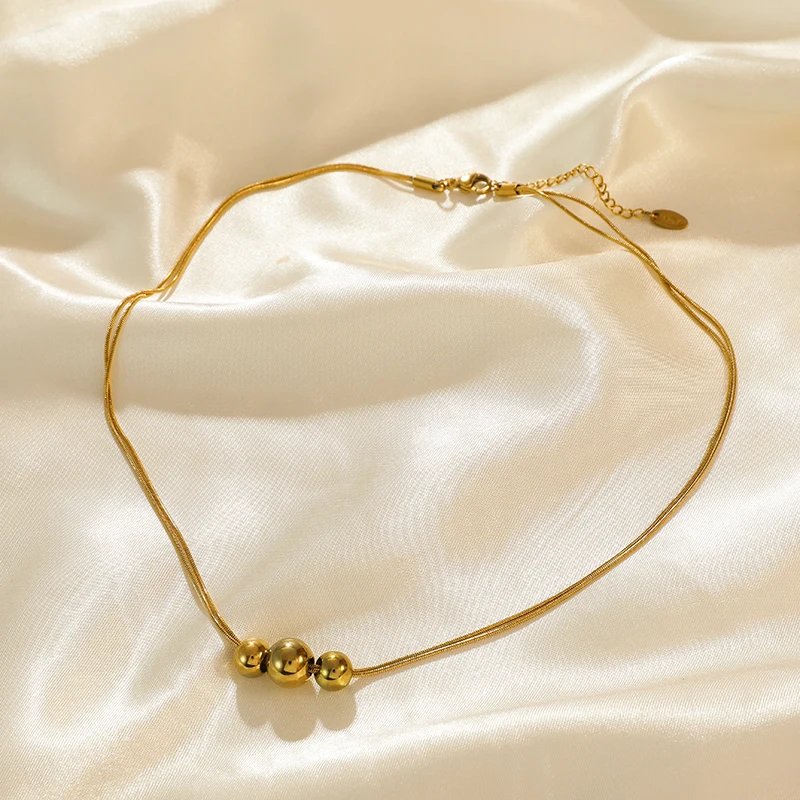 316L Stainless Steel Gold Color Hollow Ball Beads Pendant Necklace For Women Non-fading Choker Jewelry Girls Gifts Party