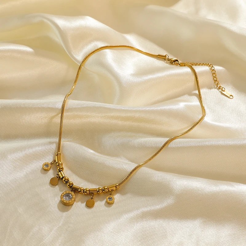 316L Stainless Steel Gold Color Hollow Ball Beads Pendant Necklace For Women Non-fading Choker Jewelry Girls Gifts Party