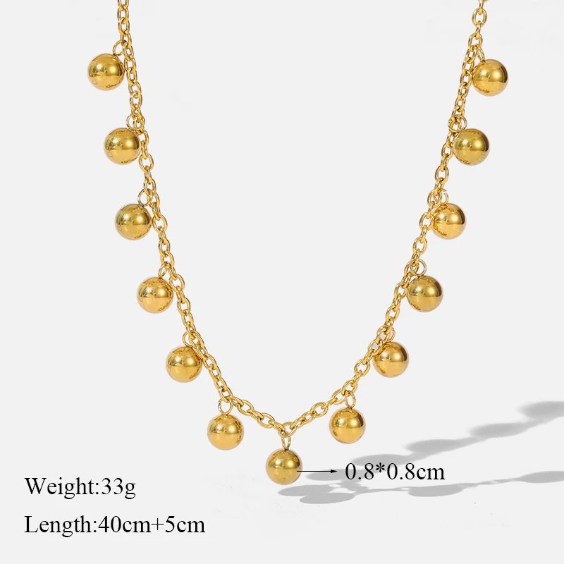 316L Stainless Steel Gold Color Hollow Ball Beads Pendant Necklace For Women Non-fading Choker Jewelry Girls Gifts Party