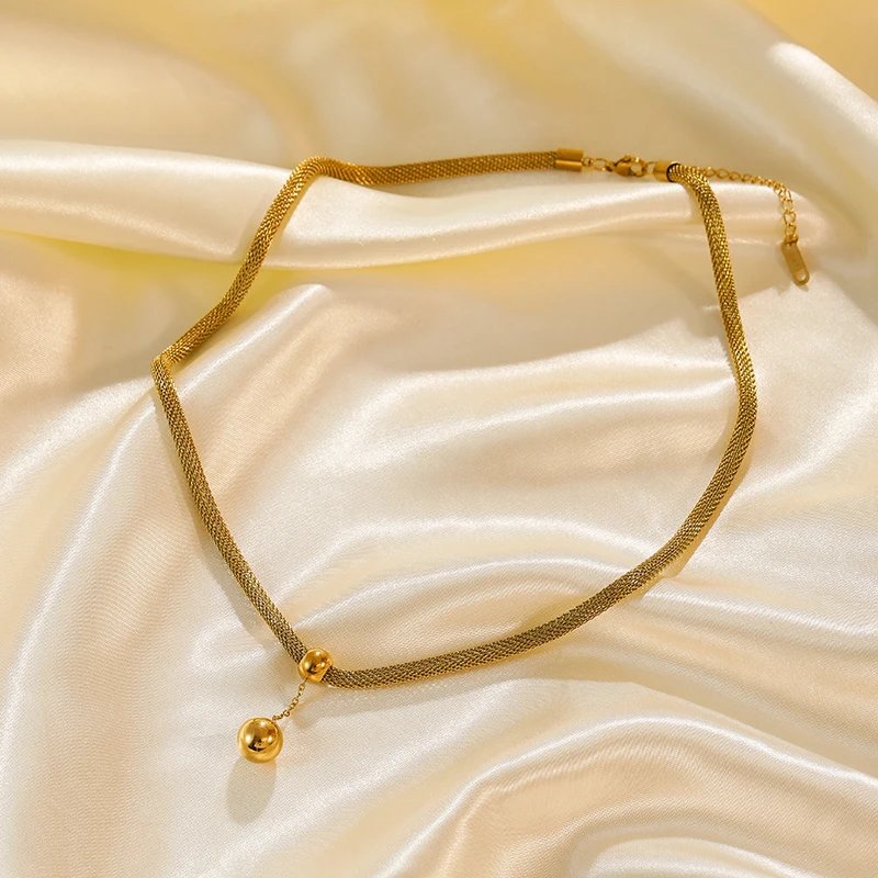 316L Stainless Steel Gold Color Hollow Ball Beads Pendant Necklace For Women Non-fading Choker Jewelry Girls Gifts Party