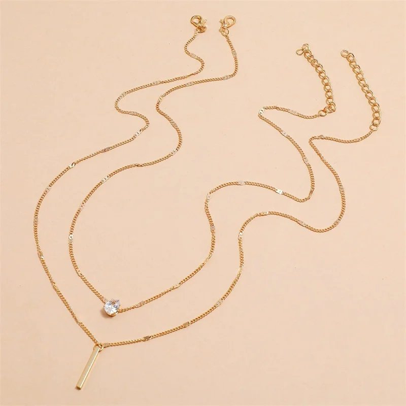Crystal Zircon Heart Star Charm Layered Pendant Necklace Set for Women Charms Fashion Square Rhinestone Female Vintage Jewelry Crystal Zircon Heart Star Charm Layered Pendant Necklace Set for Women Charms Fashion Square Rhinestone Female Vintage Jewelry