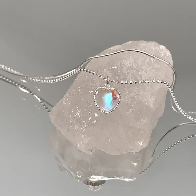 Heart Necklace French Lucky Bean Love Clavicle Chain Korean Simple Female double layer Necklace Female Pendant for Women Heart Necklace French Lucky Bean Love Clavicle Chain Korean Simple Female double layer Necklace Female Pendant for Women