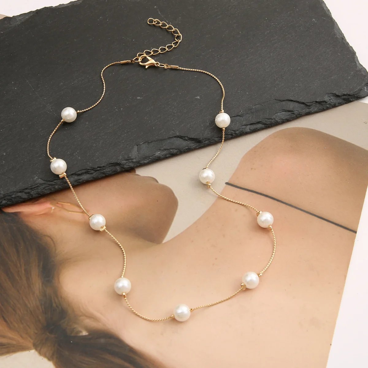 Women's Neck Chain Kpop Pearl Choker Necklace Gold Color Goth Chocker Jewelry Pendant Necklaces 2022 Collar for Girl