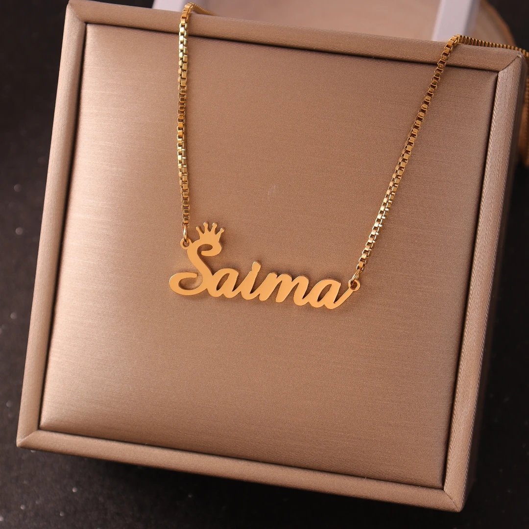Custom Name Necklace For Women  Any Font with Box Chain Gold Nameplate Necklace Best Friend  Perfect Birthday Gift Choker 2023
