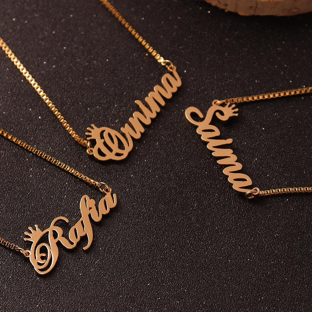 Custom Name Necklace For Women  Any Font with Box Chain Gold Nameplate Necklace Best Friend  Perfect Birthday Gift Choker 2023