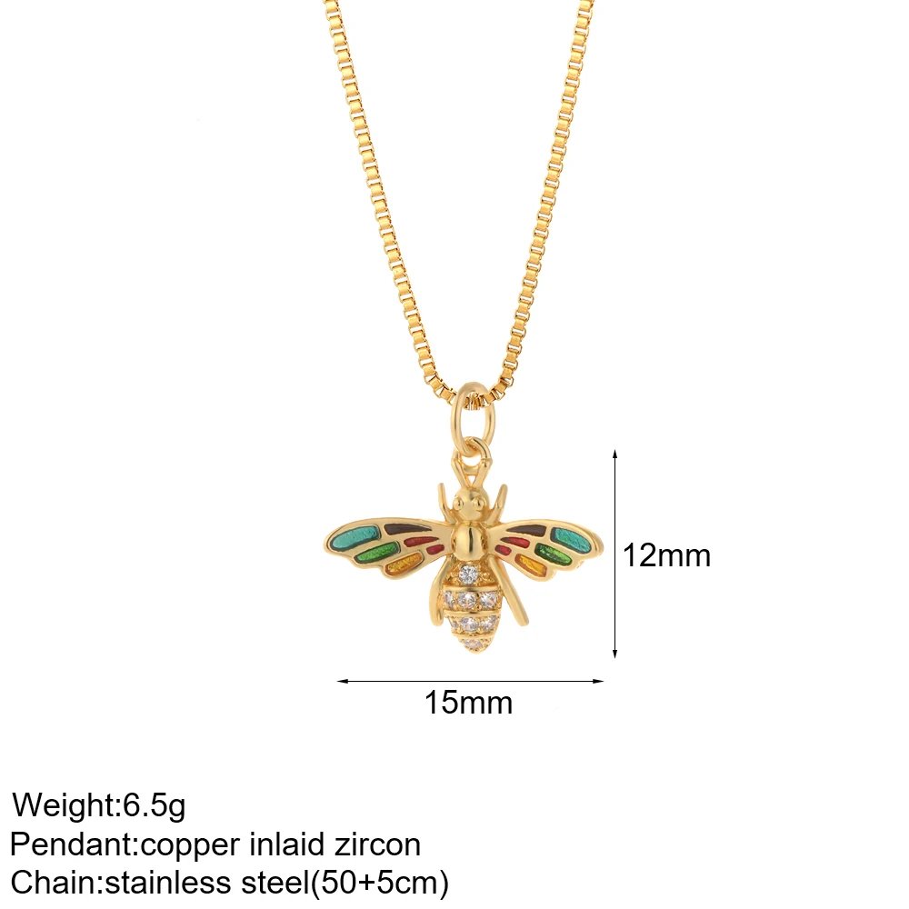 Heart Evil Blue Eye Sun Necklace for Women Cute Dog Bee Elephant Gold Color Pendant Woman's Collars Long Stainless Steel Chains