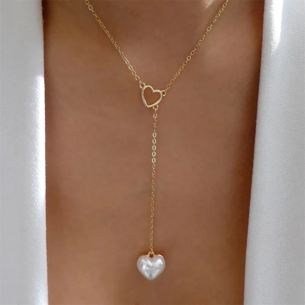 Bls-miracle Fashion Gold Color Heart-Shaped Necklace For Women Trendy Multi-Layer Pendant Necklaces Set Jewelry Gifts