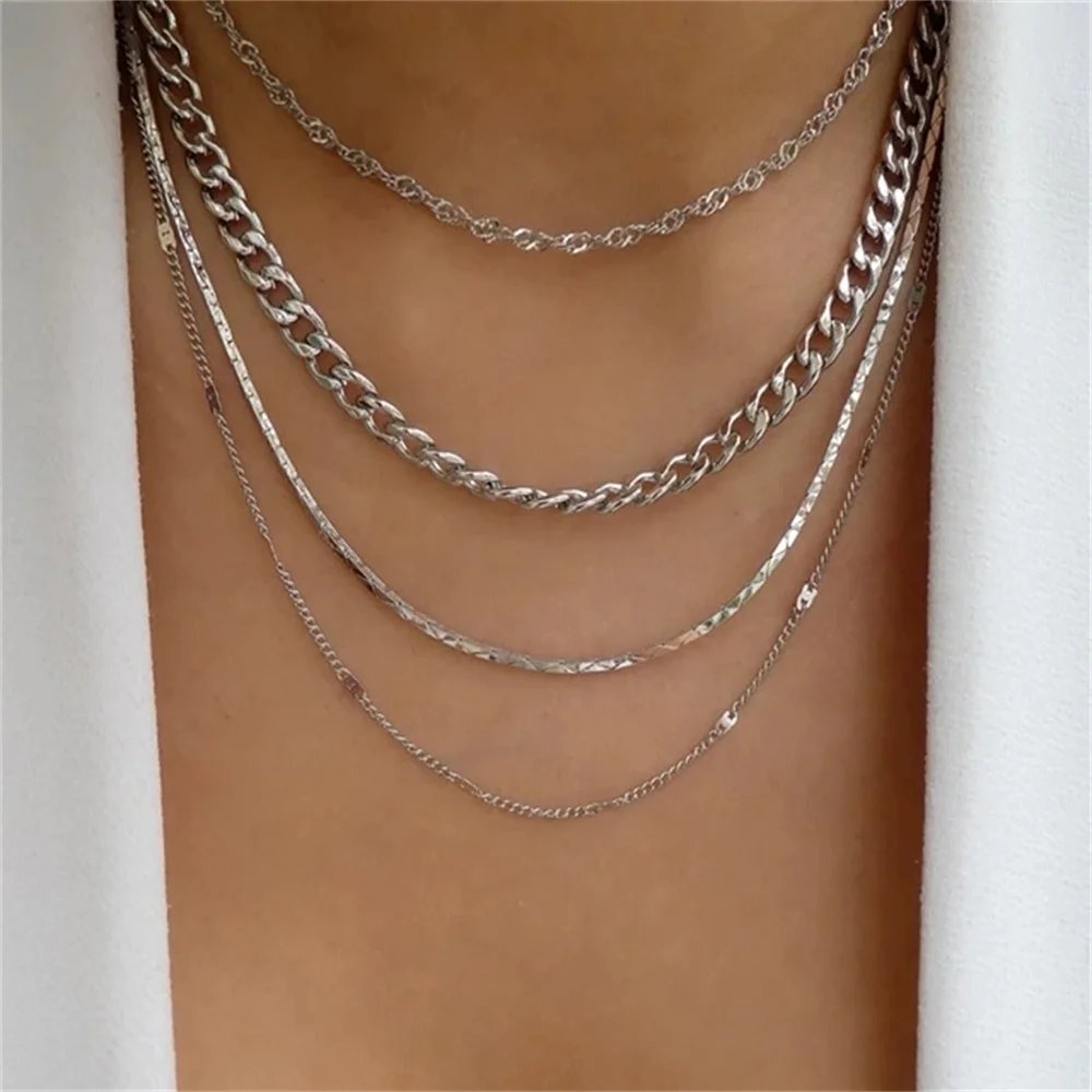 Bls-miracle Fashion Gold Color Heart-Shaped Necklace For Women Trendy Multi-Layer Pendant Necklaces Set Jewelry Gifts