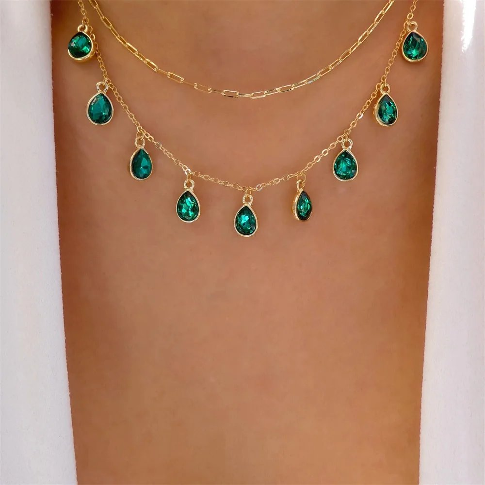 Bls-miracle Fashion Gold Color Heart-Shaped Necklace For Women Trendy Multi-Layer Pendant Necklaces Set Jewelry Gifts