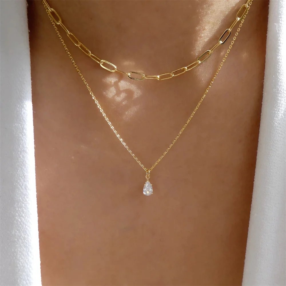 Bls-miracle Fashion Gold Color Heart-Shaped Necklace For Women Trendy Multi-Layer Pendant Necklaces Set Jewelry Gifts