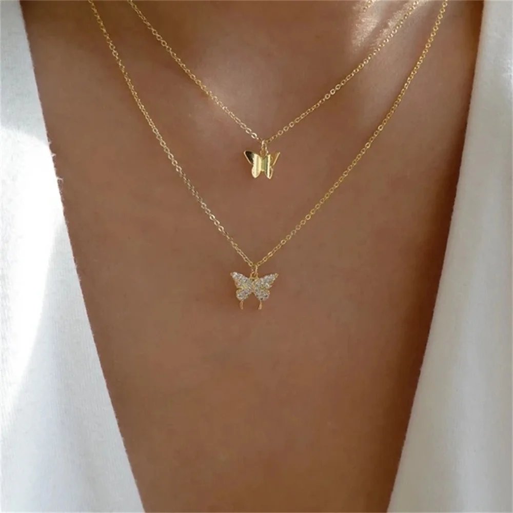 Bls-miracle Fashion Gold Color Heart-Shaped Necklace For Women Trendy Multi-Layer Pendant Necklaces Set Jewelry Gifts