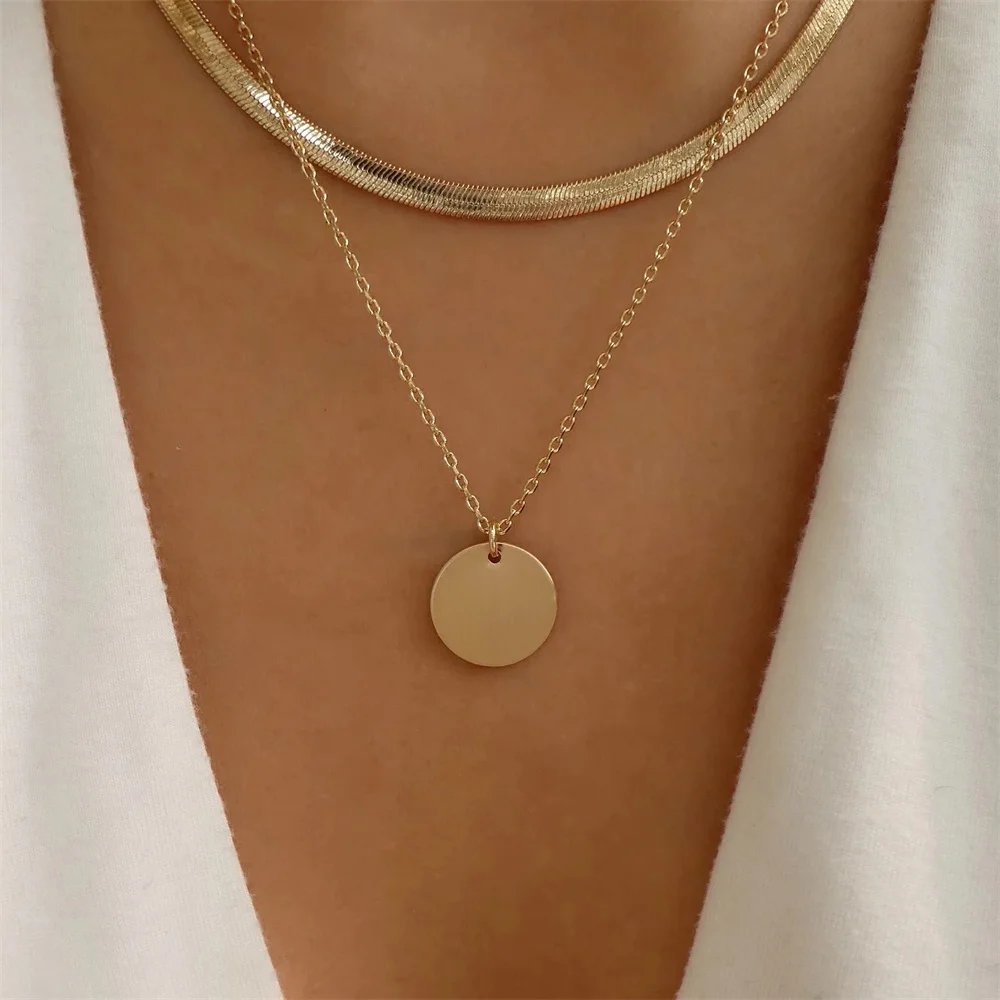 Bls-miracle Fashion Gold Color Heart-Shaped Necklace For Women Trendy Multi-Layer Pendant Necklaces Set Jewelry Gifts