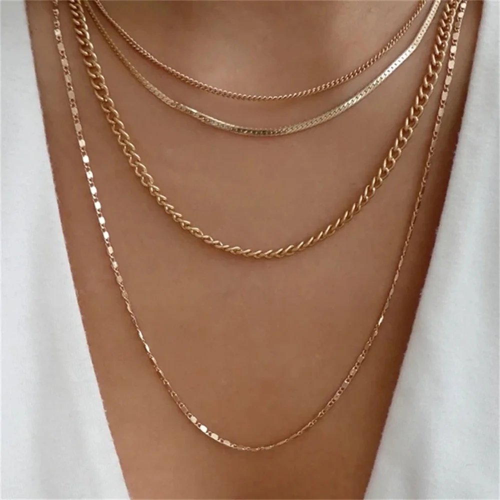 Bls-miracle Fashion Gold Color Heart-Shaped Necklace For Women Trendy Multi-Layer Pendant Necklaces Set Jewelry Gifts