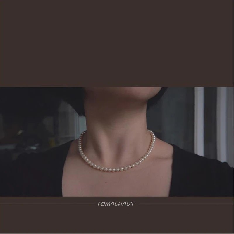 Vintage Style Simple 6MM Pearl Chain Choker Necklace For Women Wedding Love Shell Pendant Necklace Fashion Jewelry Wholesale Vintage Style Simple 6MM Pearl Chain Choker Necklace For Women Wedding Love Shell Pendant Necklace Fashion Jewelry Wholesale