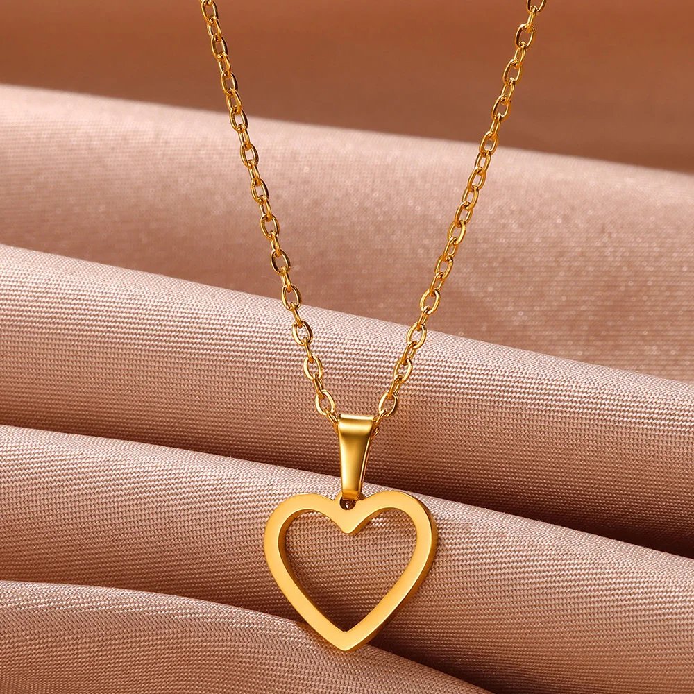 Stainless Steel Love Heart Necklace For Women 2023 New Trendy Lip Chain Simple Pendant Necklace Jewelry free shipping