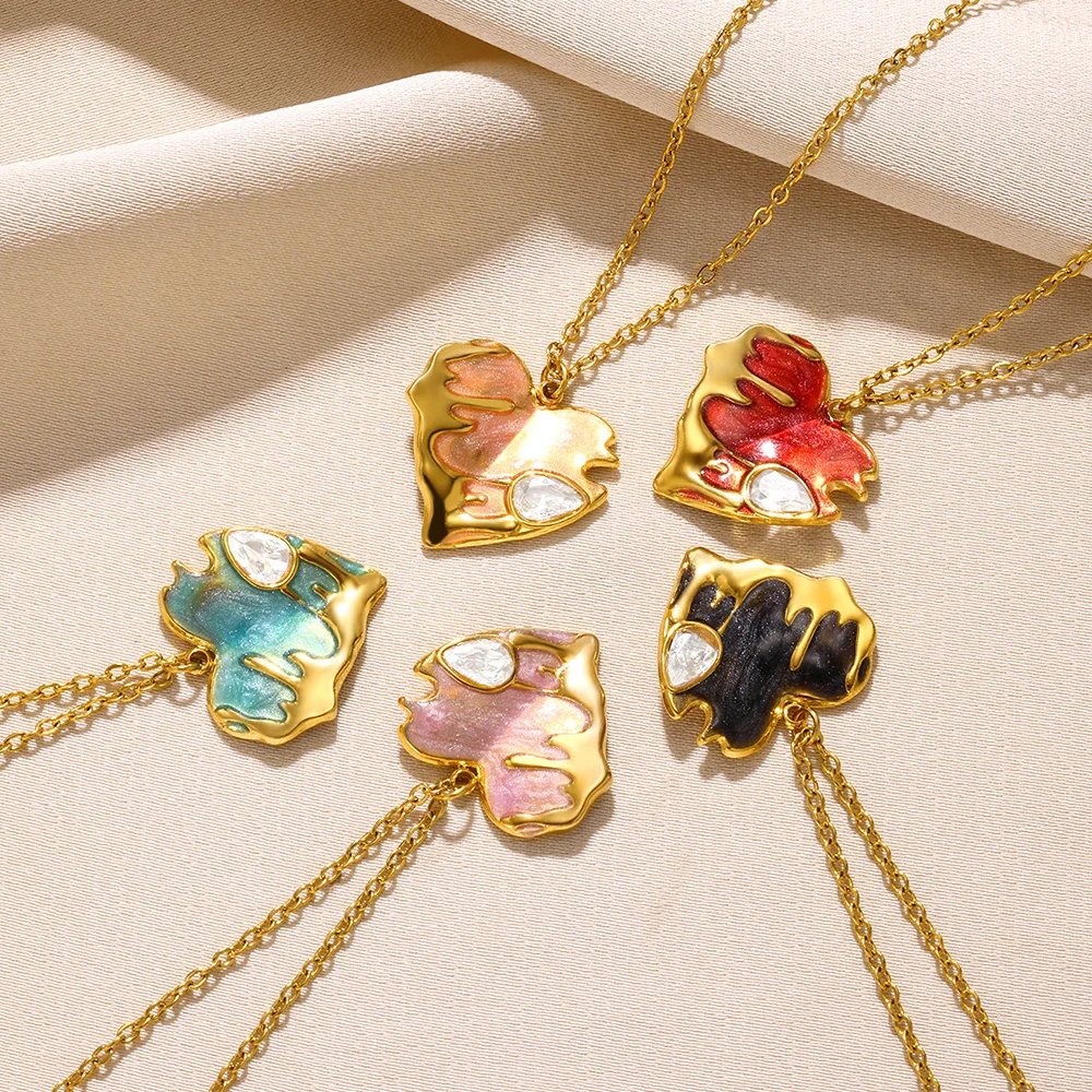 Stainless Steel Love Heart Necklace For Women 2023 New Trendy Lip Chain Simple Pendant Necklace Jewelry free shipping