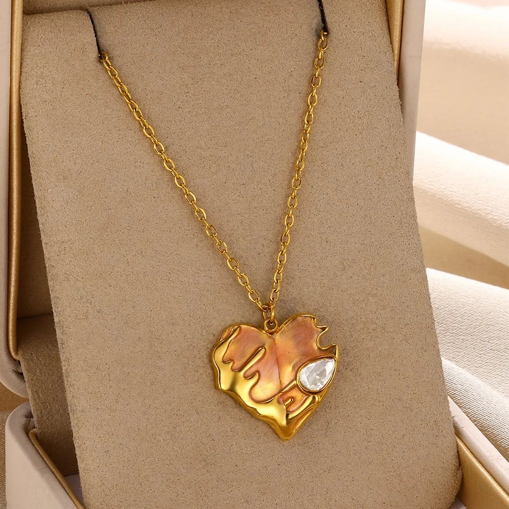 Stainless Steel Love Heart Necklace For Women 2023 New Trendy Lip Chain Simple Pendant Necklace Jewelry free shipping