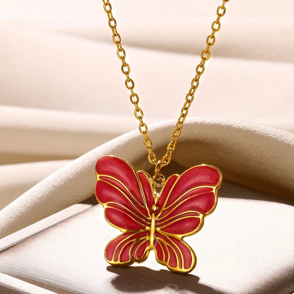 Stainless Steel Love Heart Necklace For Women 2023 New Trendy Lip Chain Simple Pendant Necklace Jewelry free shipping