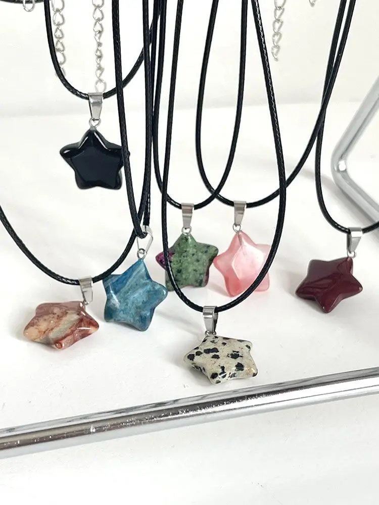Natural Stone Hexagon Pendant Necklace Crystal Rose Quartz Opal Star for Women Fluorite Lapis Bullet Pendulum Trend Jewelry Gift Natural Stone Hexagon Pendant Necklace Crystal Rose Quartz Opal Star for Women Fluorite Lapis Bullet Pendulum Trend Jewelry Gift