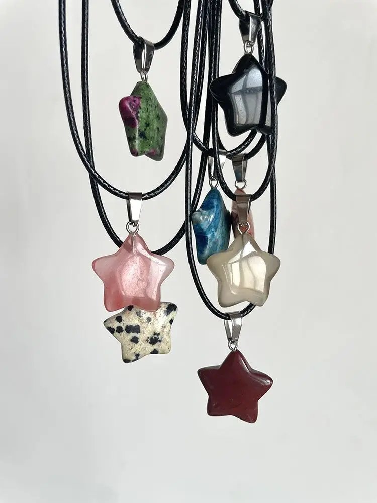 Natural Stone Hexagon Pendant Necklace Crystal Rose Quartz Opal Star for Women Fluorite Lapis Bullet Pendulum Trend Jewelry Gift Natural Stone Hexagon Pendant Necklace Crystal Rose Quartz Opal Star for Women Fluorite Lapis Bullet Pendulum Trend Jewelry Gift