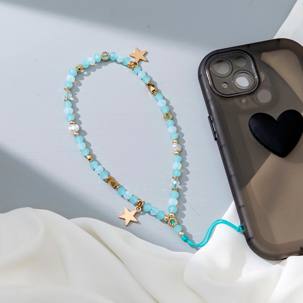 Fashion Acrylic Mobile Phone Chain Five-Pointed Star Pendant Beaded Telephone Lanyard Cellphone Hanging Rope For Women Jewelry