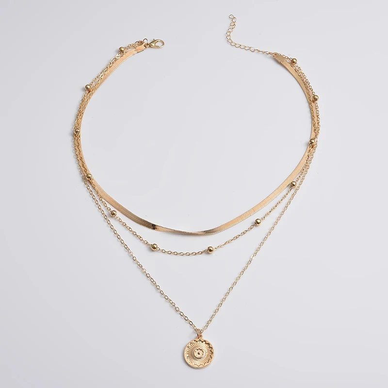 925 Sterling Silver Three-Layer Round Necklace Simple Snake Chain Charm Ball Chain Party Gift For Women's Exquisite Jewelry 925 Sterling Silver Three-Layer Round Necklace Simple Snake Chain Charm Ball Chain Party Gift For Women's Exquisite Jewelry