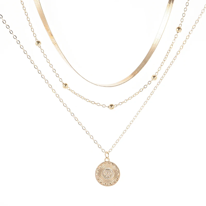 925 Sterling Silver Three-Layer Round Necklace Simple Snake Chain Charm Ball Chain Party Gift For Women's Exquisite Jewelry 925 Sterling Silver Three-Layer Round Necklace Simple Snake Chain Charm Ball Chain Party Gift For Women's Exquisite Jewelry