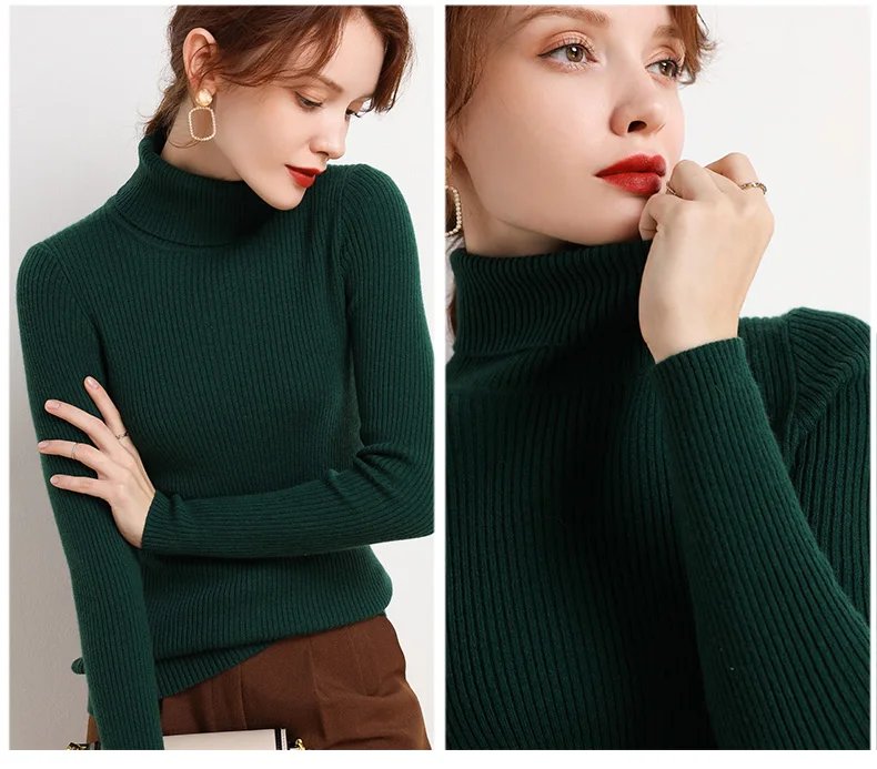 Women Fall Turtleneck Sweater Knitted Soft Pullovers Cashmere Jumpers Basic Soft Sweaters For Women 2023 Autumn Winter