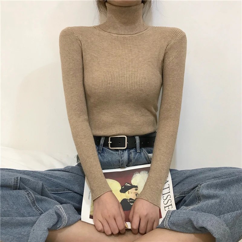 Women Fall Turtleneck Sweater Knitted Soft Pullovers Cashmere Jumpers Basic Soft Sweaters For Women 2023 Autumn Winter