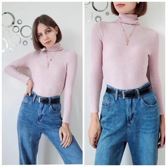 Women Fall Turtleneck Sweater Knitted Soft Pullovers Cashmere Jumpers Basic Soft Sweaters For Women 2023 Autumn Winter