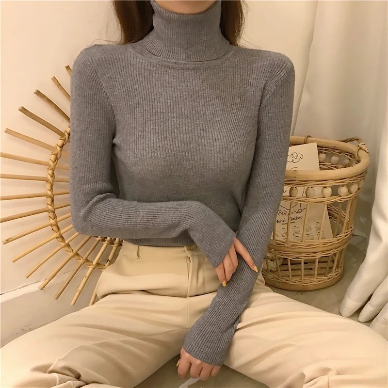 Women Fall Turtleneck Sweater Knitted Soft Pullovers Cashmere Jumpers Basic Soft Sweaters For Women 2023 Autumn Winter