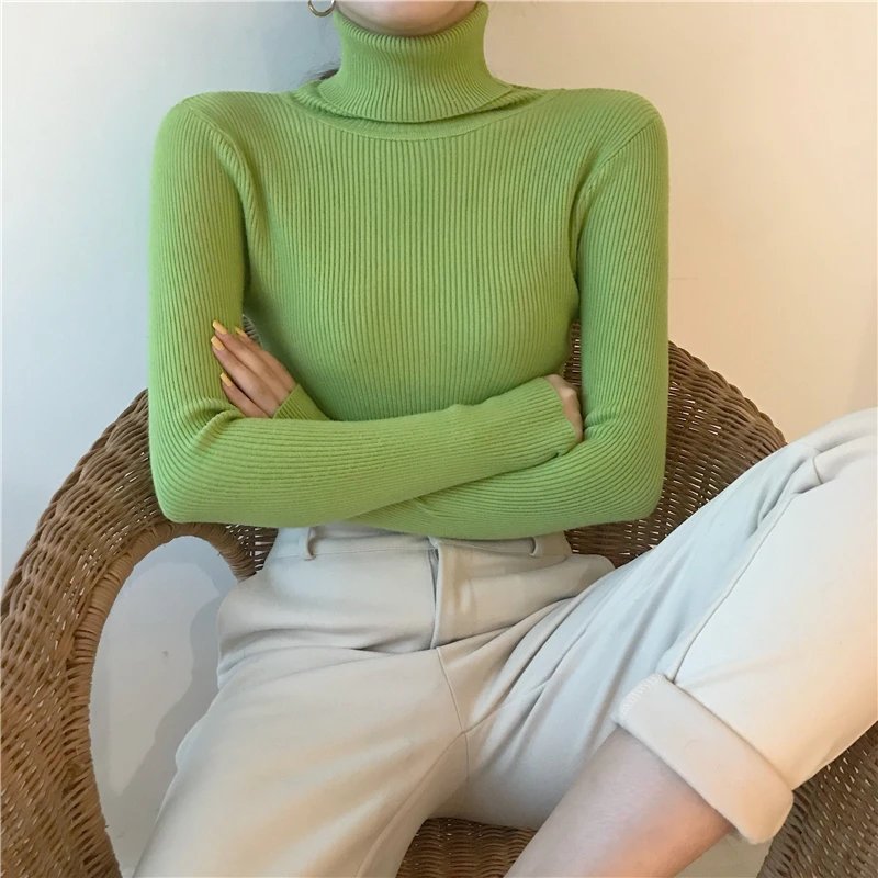 Women Fall Turtleneck Sweater Knitted Soft Pullovers Cashmere Jumpers Basic Soft Sweaters For Women 2023 Autumn Winter