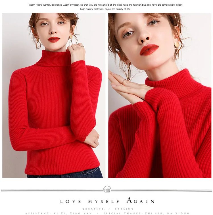 Women Fall Turtleneck Sweater Knitted Soft Pullovers Cashmere Jumpers Basic Soft Sweaters For Women 2023 Autumn Winter