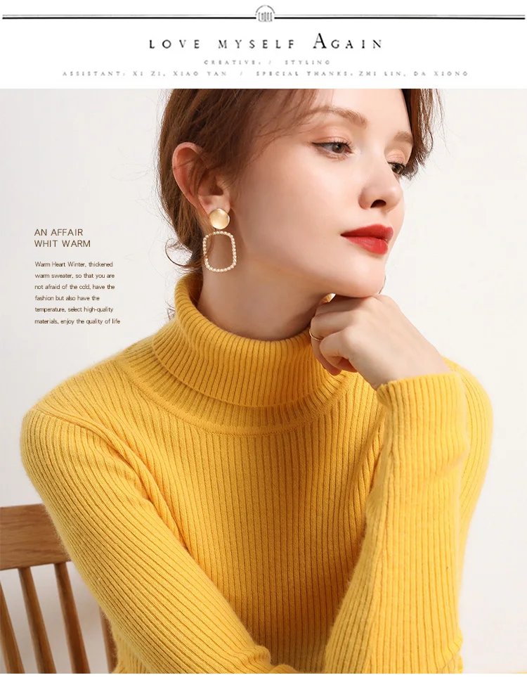 Women Fall Turtleneck Sweater Knitted Soft Pullovers Cashmere Jumpers Basic Soft Sweaters For Women 2023 Autumn Winter