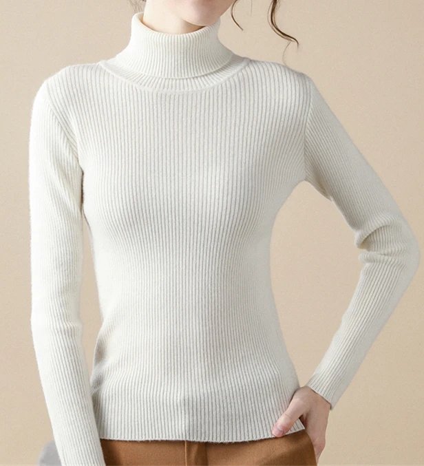 Women Fall Turtleneck Sweater Knitted Soft Pullovers Cashmere Jumpers Basic Soft Sweaters For Women 2023 Autumn Winter