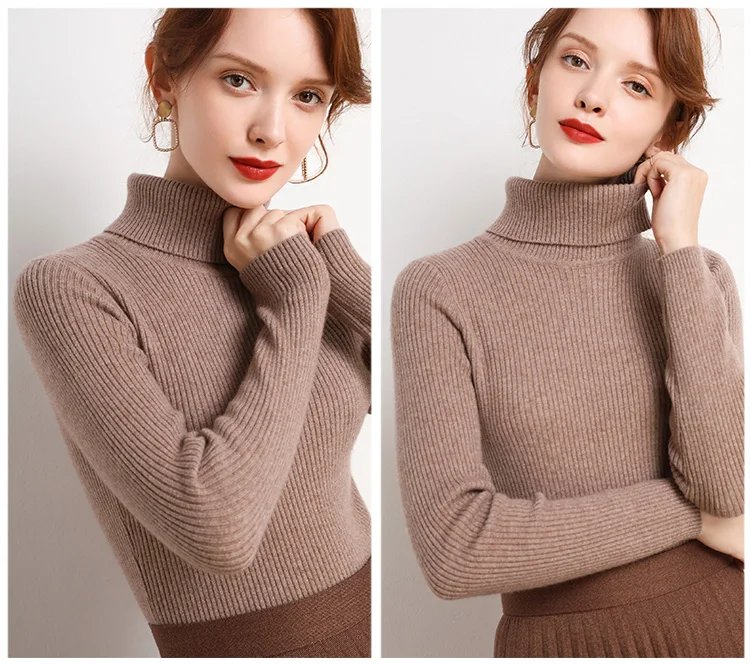 Women Fall Turtleneck Sweater Knitted Soft Pullovers Cashmere Jumpers Basic Soft Sweaters For Women 2023 Autumn Winter