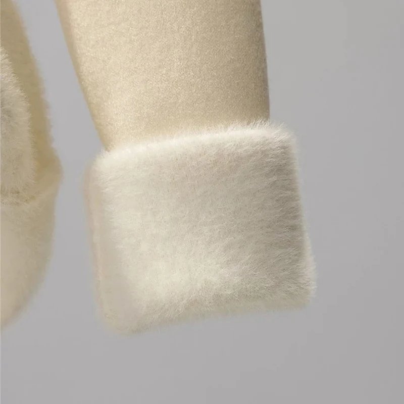 Winter Imitate Mink Wool Hot Fleecing Female O-neck Long Puff Sleeve  Elastic Casual Sweater Women Knitted Tops Pullovers Solid