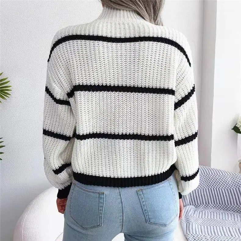 Fashion Women Sweaters 2023 Autumn Winter New Solid Color Long Sleeved Sweater Loose High Neck Warm Pullover Knitwears Tops