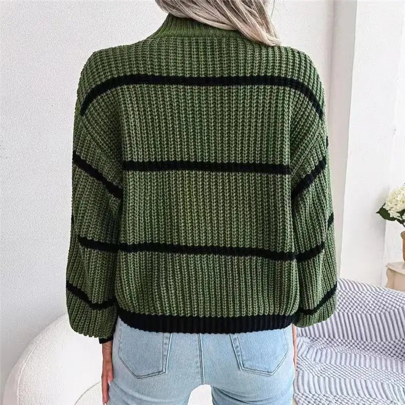 Fashion Women Sweaters 2023 Autumn Winter New Solid Color Long Sleeved Sweater Loose High Neck Warm Pullover Knitwears Tops