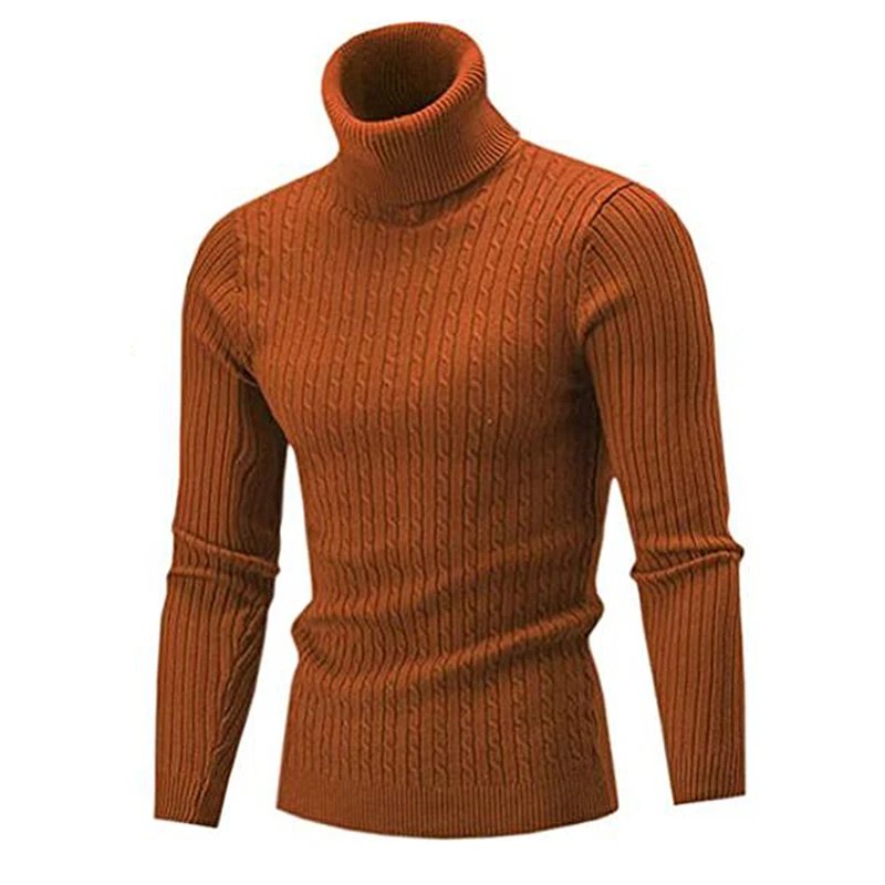 Autum Winter Warm Turtleneck Sweater Men's Casual Rollneck Knitted Pullover Keep Warm Men Jumper Knit Woolen Sweater