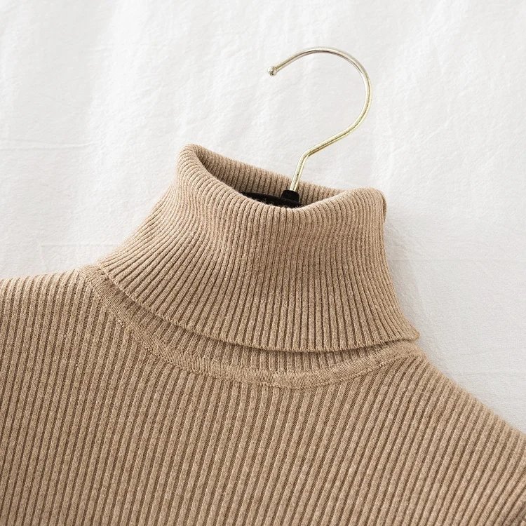 Croysier Turtleneck Women Autumn Winter Pullover Sweater Basic Casual Slim Stretch Soft Ribbed Knitted Top Woman Sweaters 2023