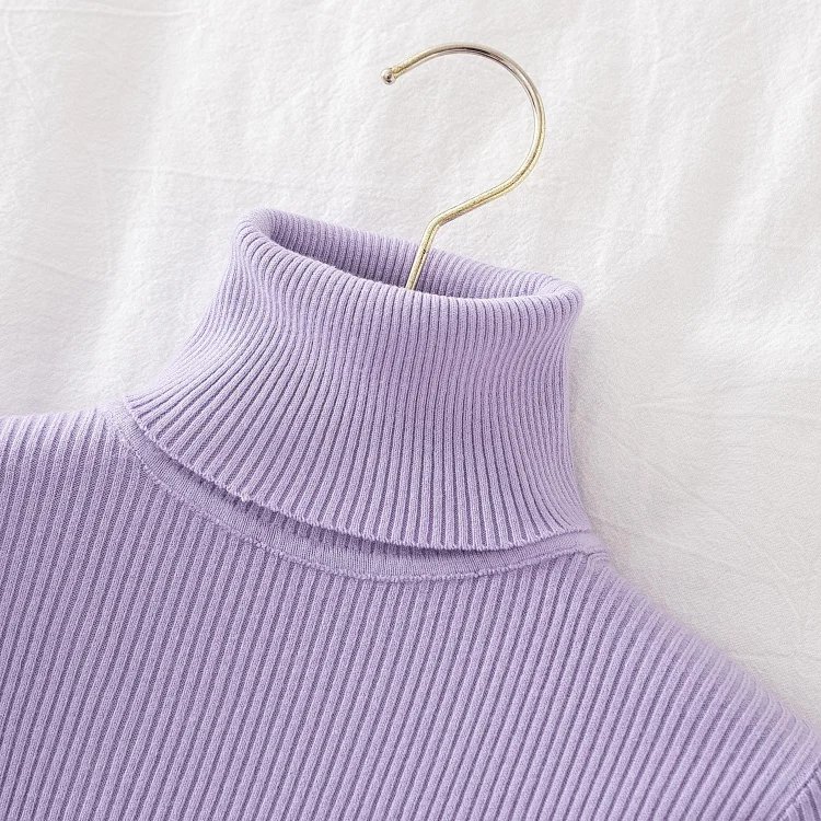 Croysier Turtleneck Women Autumn Winter Pullover Sweater Basic Casual Slim Stretch Soft Ribbed Knitted Top Woman Sweaters 2023