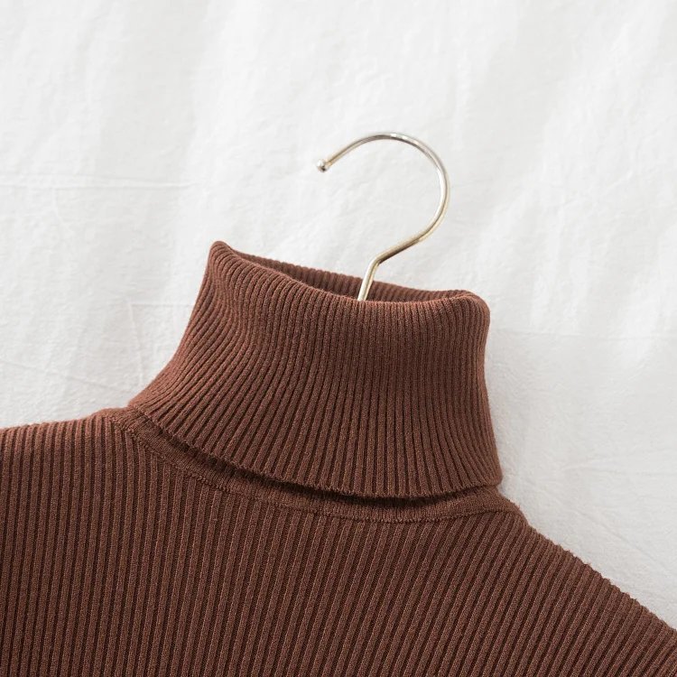 Croysier Turtleneck Women Autumn Winter Pullover Sweater Basic Casual Slim Stretch Soft Ribbed Knitted Top Woman Sweaters 2023