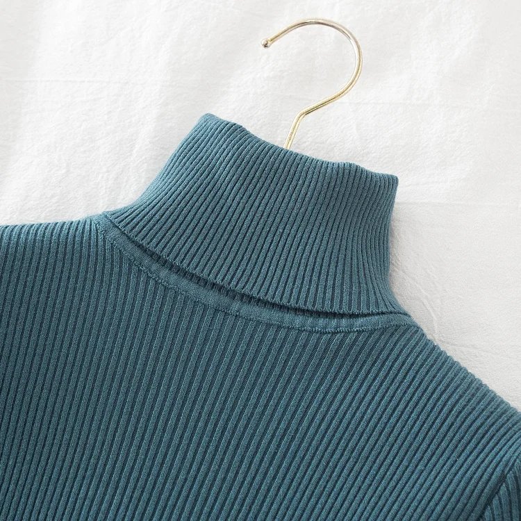 Croysier Turtleneck Women Autumn Winter Pullover Sweater Basic Casual Slim Stretch Soft Ribbed Knitted Top Woman Sweaters 2023
